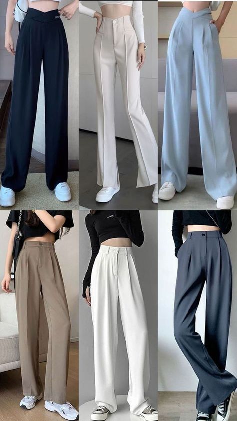 Korean Pants For Women, Trouser Outfit Ideas Women, Simple Casual Outfits, Color Combos Outfit, Classic Style Outfits, Fashion Top Outfits, Everyday Fashion Outfits, Casual Day Outfits, Quick Outfits