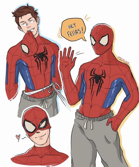 Men In Grey Sweatpants, Spiderman Things, Deadpool X Spiderman, Parker Spiderman, Some Drawings, Image Spiderman, Spiderman Theme, Drawing Superheroes, Marvel Cartoons