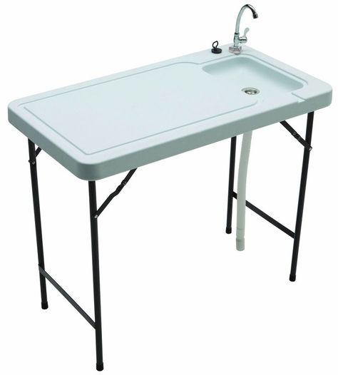 Tricam MT-2/SKFT-44 Outdoor Fish and Game Cleaning Table with Quick-Connect Stainless Steel Faucet Camping Sink Station, Camping Table With Sink, Camping Sink, Fish Cleaning Station, Fish Cleaning Table, Tailgate Table, Portable Sink, Outdoor Storage Bench, Cleaning Fish