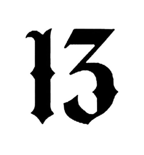 Old English 13 Tattoo, 1981 Tattoo Ideas, 13 Number Tattoo, Gothic 13 Tattoo, Gothic Number Tattoo, Old English Numbers Tattoo Outline, 13 Tattoo Number Ideas, Goth Numbers Font, Gothic Font Tattoo Numbers