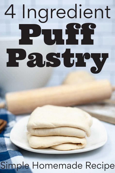 This 15 minute recipe will provide homemade puff pastry dough using just four ingredients. You will be shocked at how easy it is to make this at home, you may never buy the store-bought variety again! via @savorandsavvy Puff Pastry Homemade How To Make, Recipe For Pastry Dough, Easy Flaky Pastry Recipe, Diy Puff Pastry Recipes, Recipe For Puff Pastry Dough, 10 Minute Puff Pastry, Homemade Puff Pastry Recipes, Quick Puff Pastry Dough, Diy Puff Pastry Dough