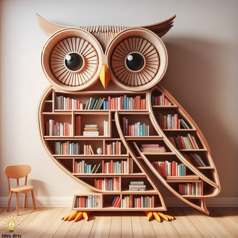 Owl shaped bookshelf Owl Furniture, Diy Bookshelf Design, Unique Bookshelves, Girls Room Design, Home Library Design, Bookshelf Design, Home Decor Crate, Bookshelves Kids, Bookshelves Diy