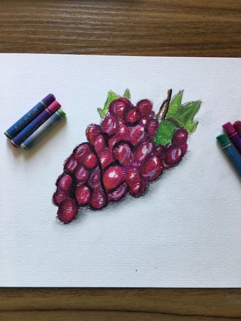 Pastel Artwork, Oil Pastel, Grapes, Pastel