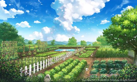 Garden by zhowee14 on DeviantArt Garden Anime Background, Garden Aesthetic Background, Anime Garden, Anime House, Anime Places, Eco City, Scenery Background, Real Anime, Anime Gifs