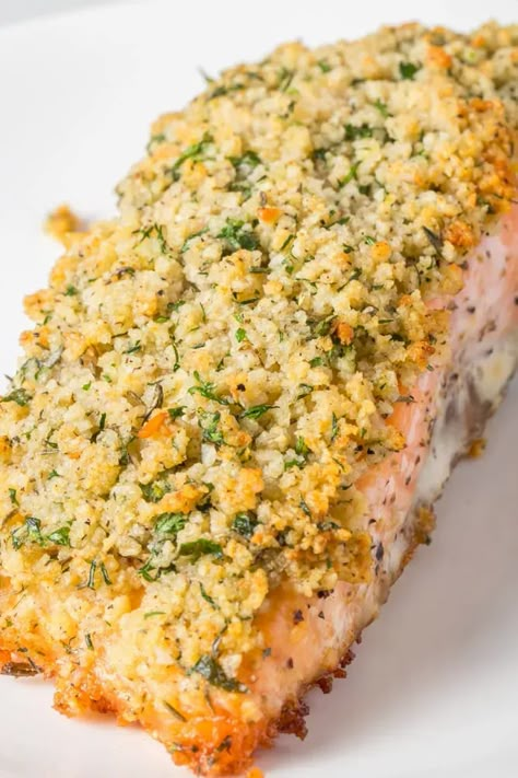 Buttery Herb Crusted Salmon In 30 Minutes 1 Herb Crusted Fish Recipes, Herb Crusted Salmon Cheesecake Factory, Meals With Salmon, Pesto Crusted Salmon, Panko Crusted Salmon, Heart Healthy Diet Recipes, Almond Crusted Salmon, Salmon Dinners, Pecan Crusted Salmon