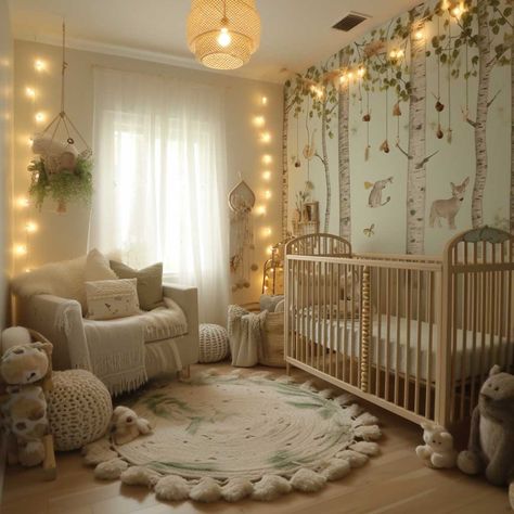 20+ Nature-Inspired Green Nursery Themes for a Serene Baby Space • 333k+ Inspiring Lifestyle Ideas Unique Nursery Themes Gender Neutral, Unique Gender Neutral Nursery, Gender Neutral Nature Nursery, Nursery Fairy Lights, Sunshine Room Ideas, Gender Nursery Ideas Neutral, Outdoorsy Nursery Gender Neutral, Woodsy Nursery Gender Neutral, Baby Room Forest Theme