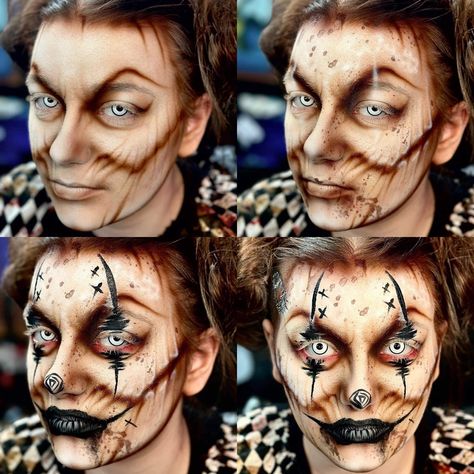 Haunt Makeup, Haunted House Clown Makeup, Scarecrow Sfx Makeup, Halloween Airbrush Makeup, Old Age Sfx Makeup, Monster Sfx Makeup, Haunted House Makeup, Sfx Clown Makeup Gore, Scary Airbrush Makeup