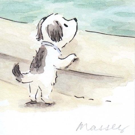 Watercolour Dog Simple, Simple Watercolors, Jane Massey, Painting Clipart, Dogs Watercolor, Watercolor Painting Easy, Dog Watercolor Painting, Watercolor Dog Portrait, Dog Portraits Art