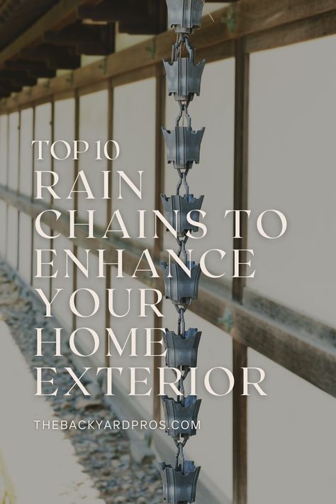 Enhance your home's charm with the top 10 Rain Chains that effortlessly blend form and function. Say goodbye to boring downspouts and hello to an array of stylish options that not only manage rainwater effectively but also serve as stunning outdoor decor. Explore the world of rain chains and bring a touch of artistry to your home, turning rainy days into an opportunity for visual delight. Embrace the beauty of precipitation with these 10 Best Rain Chains for Your Home! Rain Chain With Rain Barrel, Cooper Rain Chain, Rain Chains Gutter Downspout Ideas, Rainchain Ideas, Rainwater Chain, Modern Rain Chains, Rain Gutter Chains, Rain Chain Ideas, Japanese Rain Chain