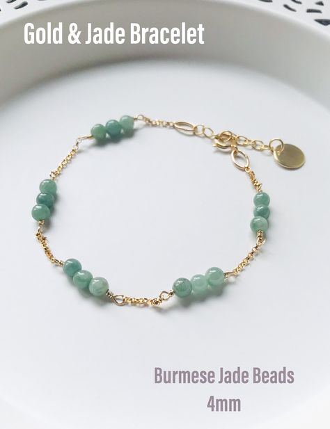 Round Bead Jewelry, Beaded Jewelry Ideas, Crystal Beaded Bracelets, Jade Bead Bracelet, Anting Manik, Crystal Bead Jewelry, Gelang Manik-manik, Burmese Jade, Handmade Jewelry Bracelets