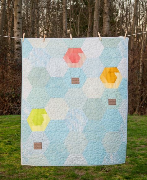 Quilting | United States | Krista Moser: The Quilted Life | My Page Hot Air Balloon Quilt, Balloon Quilt, Modern Quilt Pattern, The Quilt Show, Hot Air Balloon Rides, Summer Quilts, Air Balloon Rides, Contemporary Quilts, Boy Quilts