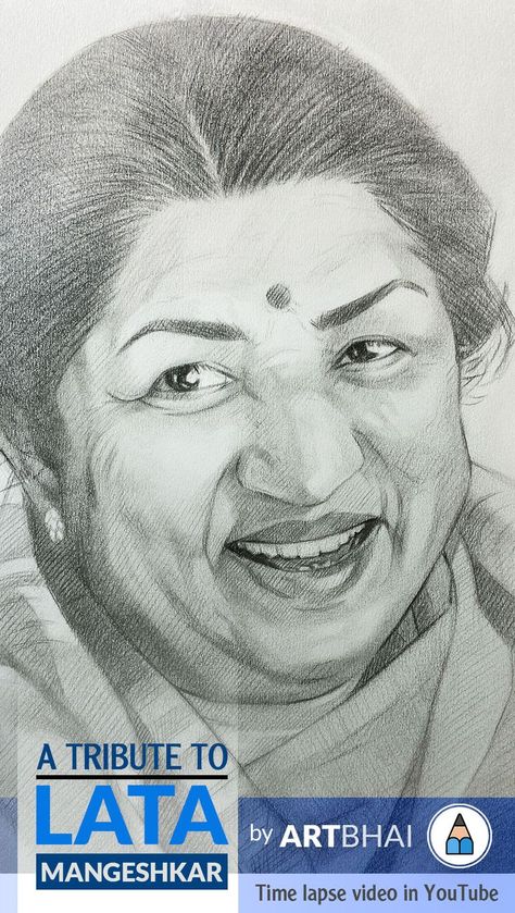 Lata Mangeshkar Lata Mangeshkar Sketch, Lata Mangeshkar, Cool Pencil Drawings, Pencil Sketches, Time Lapse Video, Sketch Drawing, Pencil Sketch, Pencil Drawings, Youtube Videos