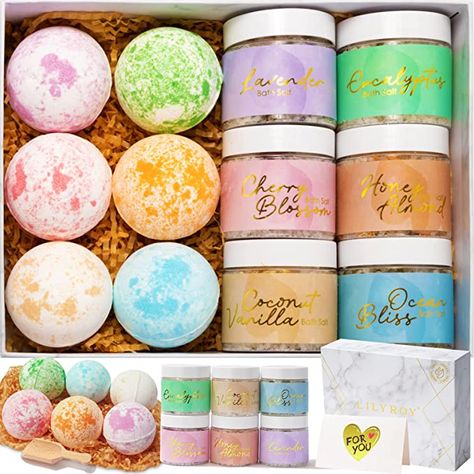 Amazon.com: Bath Salt & Bath Bomb Baskets Gift Set Bath spa Gift Baskets Set 15Pcs, Essential Oil Bath Salts, Handmade Bath Bombs, Spa Gifts for Women, Kids, Birthday Father's Mother's Day Gifts for Her. : Beauty & Personal Care Bath Gift Basket, Mothers Day Spa, Salt Bath, Gift Box For Men, Flower Fragrance, Spa Gift Basket, Essential Oils Bath, Bath Gift Set, Aromatherapy Gifts