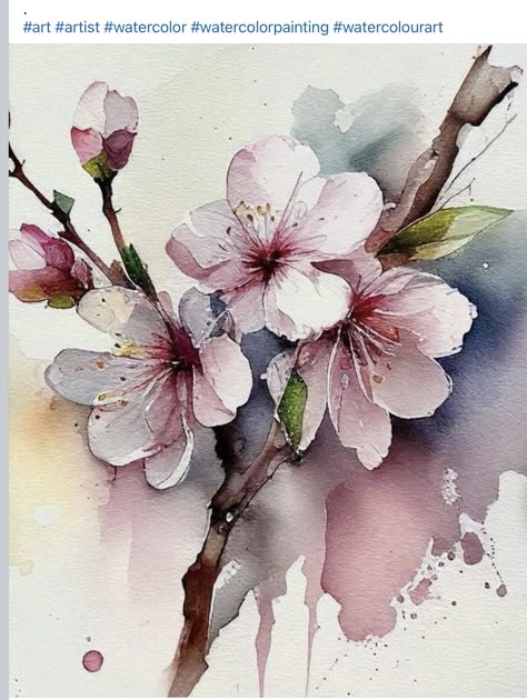 Easter Church Decorations, Cherry Blossom Watercolor, Cherry Blossom Painting, Watercolor Paintings Nature, Chinese Art Painting, Print Design Art, Church Decorations, Watercolor Flower Art, 수채화 그림