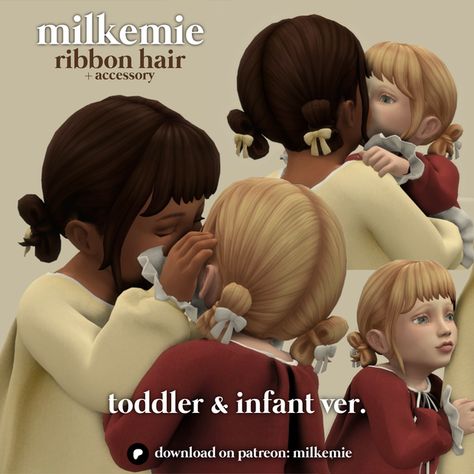 ribbon hair (toddler & infant ver) | Patreon Milkemie Sims 4, Sims Infant Cc Patreon, Infant Hair Sims 4 Maxis Match, Kids Cc Sims 4 Patreon, Infant Sims 4 Hair, Sims Cute Cc, Sims Cc Infant Hair, Sims Infant Cc Hair, Ts4 Infant Hair