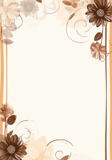 a beige background with flowers and leaves on it Flower Backgrounds Aesthetic, Brown Border Design, Background Design For Editing, Brown Floral Background, Border Design Flower, It Wallpaper, Wedding Cards Images, Background With Flowers, Flower Background Design