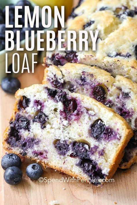 My family loves this easy lemon blueberry bread. It is the best moist dessert loaf or snack when made into muffins. Use up your final summer harvest of blueberries to make this tasty dessert, topped with a zesty lemon glaze it is so delicious! #spendwithpennies #lemonblueberryloaf #lemonblueberrybread #breadrecipe #dessert #breakfast #freezerfriendly #baking #blueberryrecipe Best Blueberry Bread, Dessert Loaf, Blueberry Bread Recipe, Lemon Blueberry Loaf, Blueberry Loaf, Lemon Blueberry Bread, Dessert Breakfast, Summertime Recipes, Lemon Bread