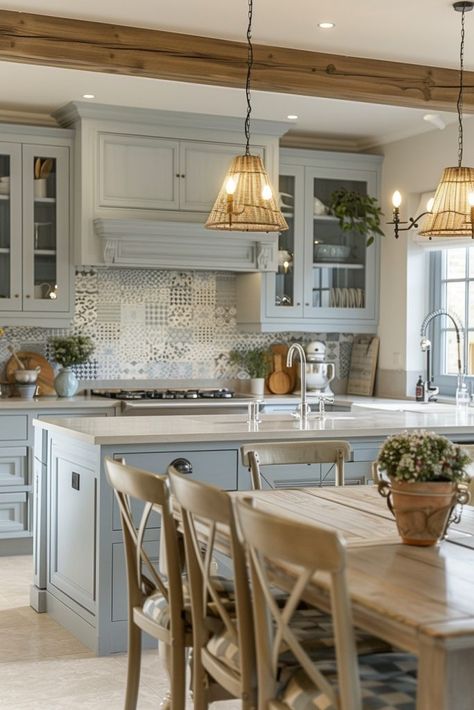 29 French Style Kitchen Ideas 13 French Style Kitchen Ideas, French Countryside Kitchen, French Blue Kitchen, Industrial Loft Kitchen, Loft Kitchens, Provincial Kitchen, French Kitchen Design, French Cottage Kitchen, Small Kitchen Ideas On A Budget