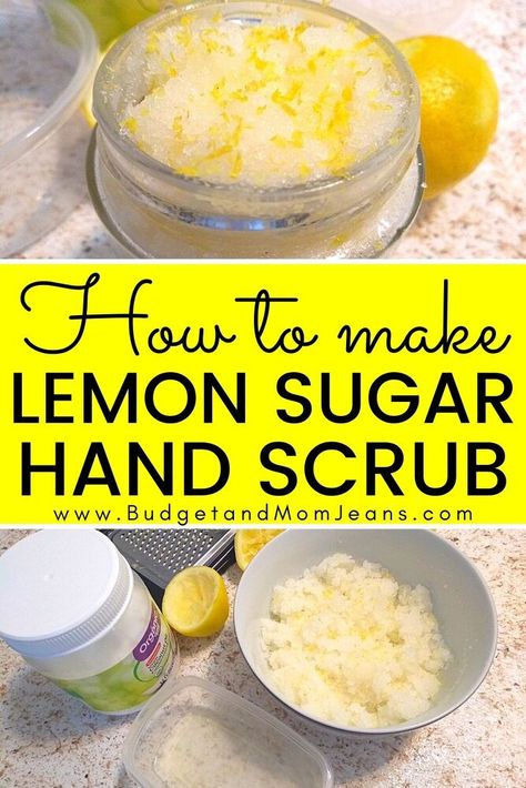 Diy Hand Scrub Recipe, Lemon Hand Scrub, Hand Scrub Recipe, Hand Scrub Diy, Hand Scrub Homemade, Foot Scrub Recipe, Sugar Hand Scrub, Lemon Scrub, Diy Sugar Scrub Recipe