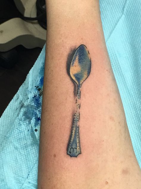 Spoon Theory Tattoo Ideas, Spoon Tattoo Ideas, Spoon Theory Tattoo, Spoonie Tattoo, Spoon Tattoo, Spoon Theory, Big Spoon, Ink Blot, Tat Ideas