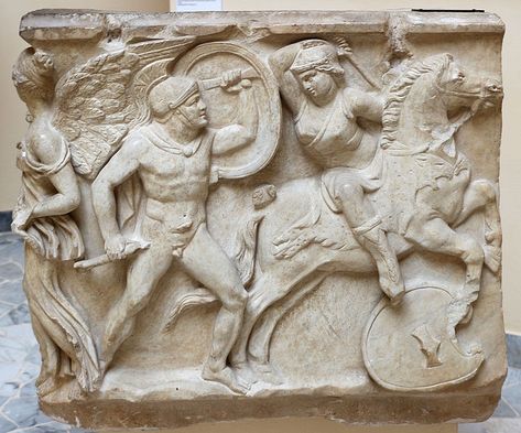 150 AD ca. Fragment of sarcophagus with amazonomachia, from attic types, Ancient Roman sarcophagi in the Museo Ostiense (Ostia Antica) Greece Theme, Relief Sculpture, Beautiful Locations Nature, Alexander The Great, Ancient Romans, Black Aesthetic, Rome, Greek Statue, Lion Sculpture