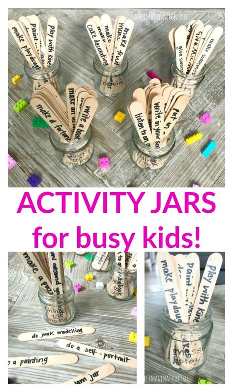 Activity Jars for Busy Kids - The Imagination Tree Activity Jar, Drama Activities, Babysitting Crafts, School Holiday Activities, Bored Jar, Imagination Tree, Holiday Activities For Kids, Sport Activities, Bored At Home