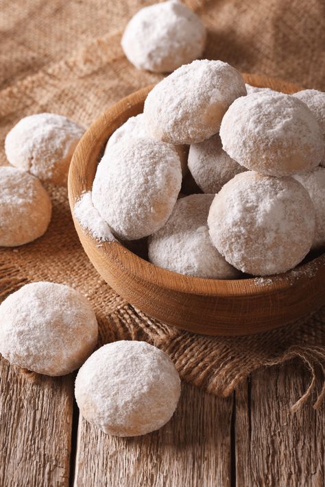 These Mexican wedding cookies are so good, they'll melt in your mouth! Learn how to make them, plus get tips for making the best cookies. Mexican Wedding Cookies Recipes, Sand Tarts, Wedding Cookies Recipe, Italian Wedding Cookies, Russian Tea Cake, Mexican Wedding Cookies, Buttery Shortbread Cookies, Snowball Cookies, Roll Cookies