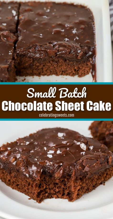 Dessert Recipes For 8x8 Pan, Small Chocolate Sheet Cake, Small Texas Sheet Cake Recipe, Mini Texas Sheet Cake, Texas Sheet Cake For 2, Easy 8x8 Desserts, Small Batch Texas Sheet Cake For Two, Small Batch Sheet Cake, Half Texas Sheet Cake Recipe