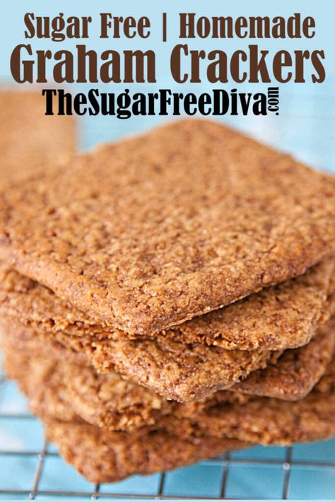 Sugar Free Marshmallows, Graham Cracker Recipes, Sugar Free Baking, Homemade Graham Crackers, Sugar Free Recipes Desserts, Sugar Free Sweets, Sugar Free Chocolate Chips, Sugar Free Low Carb, Cracker Recipes