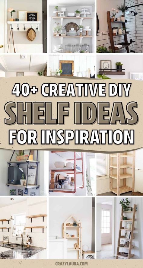 Whether you’re looking for a weekend project or need a detailed tutorial, these DIY shelving ideas will help you build your own! With everything from shelves for the bedroom or living room to the kitchen, you’ll find the perfect one to fit your style! Diy Shelf Ideas, Diy Shelving, Easy Shelves, Diy Shelf, Shelving Ideas, Diy Wall Shelves, Wall Shelves Design, Room Shelves, Bookshelves Diy