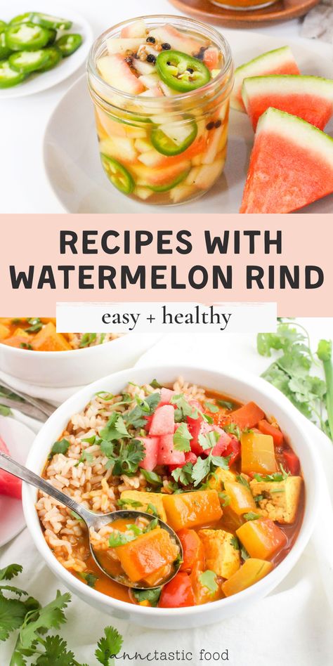 8 Tasty Watermelon Rind Recipes - fANNEtastic food Savory Watermelon Recipes, Watermelon Rind Preserves, Pickled Watermelon Rind Recipe, Watermelon Rind Pickles, Watermelon Rind Recipes, Pickled Watermelon, Watermelon Dessert, Pickled Watermelon Rind, Watermelon Pickles