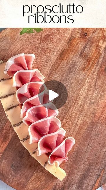 Craft Paper Charcuterie Board, How To Serve Prosciutto, Prosciutto Display, Prosciutto Folding, Charcuterie Shapes, How To Fold Ham Charcuterie, How To Roll Prosciutto For Cheese Board, Folding Prosciutto Charcuterie, Charcuterie Board Prosciutto