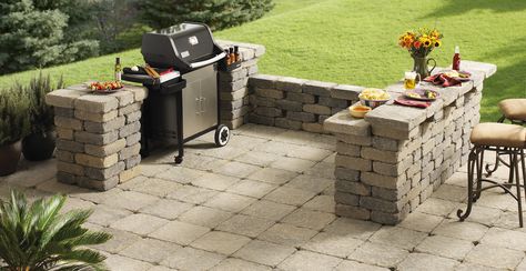 outdoor block wall ideas | Anchor Block Company | Anchor Block Company Outdoor Grill Area, Design Grill, Outdoor Grill Station, Diy Grill, Patio Grill, Fire Pit Chairs, Modern Fire Pit, Grill Station, Outdoor Grills