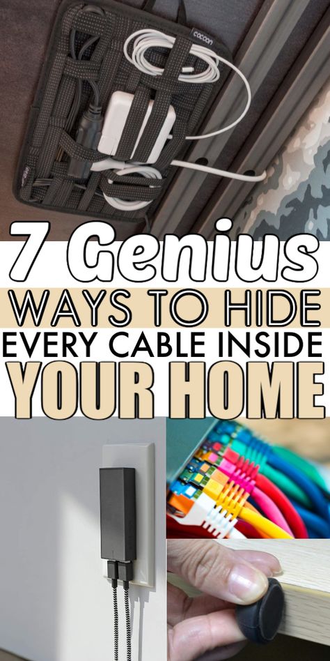 Cable Management Ideas, Cable Organizer Desk, Hide Electrical Cords, Cable Management Desk, Tv Cords, Hide Cords, Hide Cables, Hide Wires, Organization Home