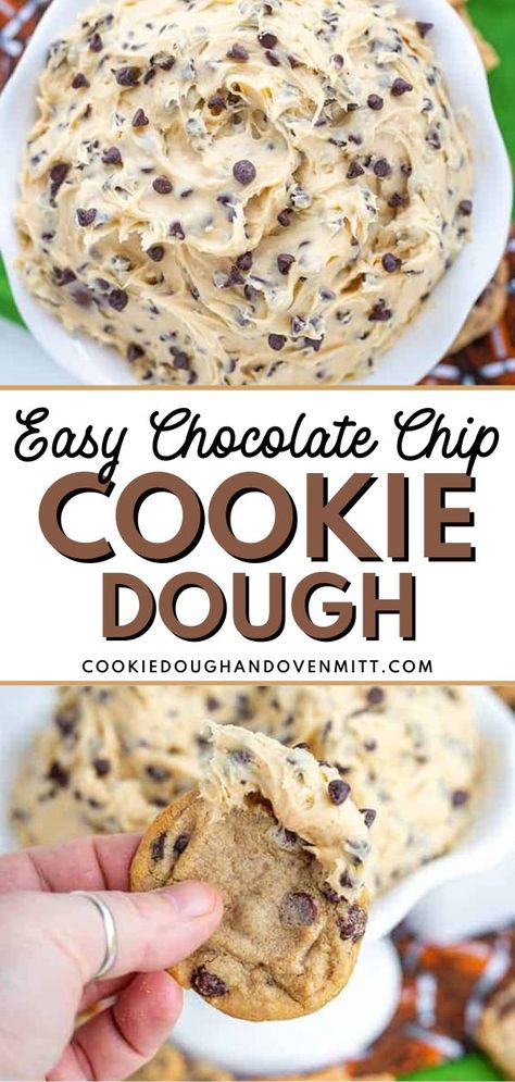 This Easy Chocolate Chip Cookie Dough is a delicious edible cookie dough you can use as a party dip. This is a creamy and fluffy cookie dough dip made with mini chocolate chips, and it makes your guests want more! It also tastes great if you serve it with warm chocolate chip cookies, too! Chocolate Chip Cookie Dough Dip Recipe, Cookie Dip Recipes, Dips Party, Best Dips, Chocolate Chip Cookie Dough Dip, Cookie Dough Dip Recipe, Cookie Dip, Chip Dips, Easy Dessert Dips