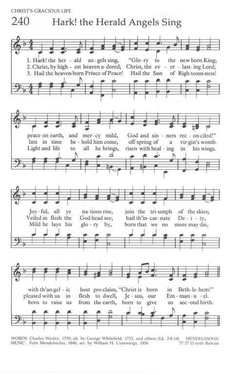 The United Methodist Hymnal 240. Hark! the herald angels sing | Hymnary.org Jesus Christ Lds, Gospel Song Lyrics, Hark The Herald Angels Sing, Christmas Songs Lyrics, Hymn Music, Song Notes, Hymns Lyrics, Christian Song Lyrics, Christmas Sheet Music