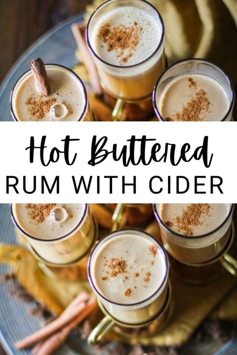 Buttered Apple Cider, Hot Alcoholic Drinks, Buttered Rum Recipe, How To Make Rum, Hot Buttered Rum Recipe, Hot Chai, Buttered Rum, Hot Buttered Rum, Cozy Drinks