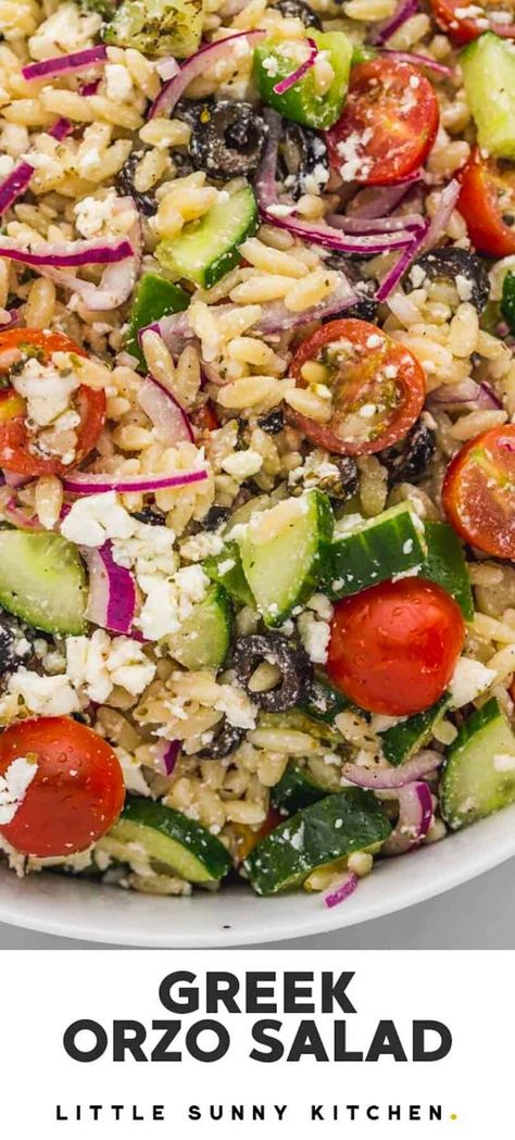 Orzo Salad Dressing, Cold Orzo Salad, Orzo Salad Recipes Cold, Orzo Salad With Chicken, Greek Salad Ingredients, Greek Orzo, Greek Pasta Salad Recipe, Greek Orzo Salad, Orzo Salad Recipes