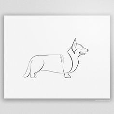 Simple Corgi Tattoo, Corgi Line Drawing, Corgi Outline Tattoo, Corgi Line Art, Corgi Tattoo Minimalist, Husky Outline, Corgi Outline, Corgi Gift Ideas, Ear Outline Tattoo