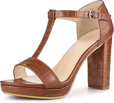 T Strap Heels, Sandals Brown, Chunky Sandals, Chunky Heels Sandals, Platform Sandals Heels, Open Toe Shoes, T Strap Sandals, Measurement Chart, Brown Sandals