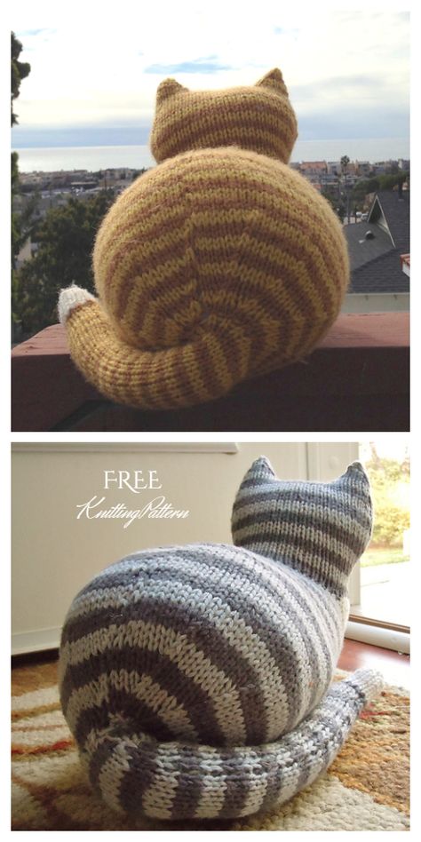 Cat Knit Pattern Free, Cats Knitting Pattern, Cat Knitting Patterns Free, Easy Knit Toy Patterns Free, Knit Cat Stuffed Animal, Knitting Patterns For Cats, Yarn Cozy Pattern, Knitting Cat Toys, Free Knit Amigurumi Patterns