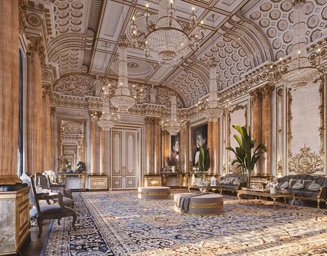 iMax Studio on Behance Palace Aesthetic Interior, Fantasy Palace Interior, Royal Palace Interior, England Palace, Arabian Palace, Palace Room, بيوت ملكية, Palace Ballroom, Castle Interior