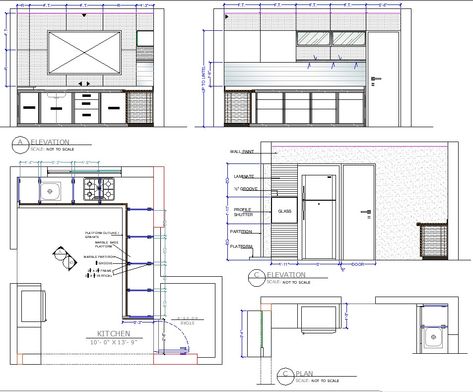 10ftX13ft Modular Kitchen Design Architecture CAD Drawing - Cadbull Kitchen Design 2d Drawing, Kitchen Shop Drawings, Interior Working Drawings, Kitchen Working Drawing Details, Kitchen 2d Plan, Kitchen 2d Drawing, Kitchen Details Drawing Cabinets, Kitchen Elevation With Dimensions, Interior Design Kitchen Drawing