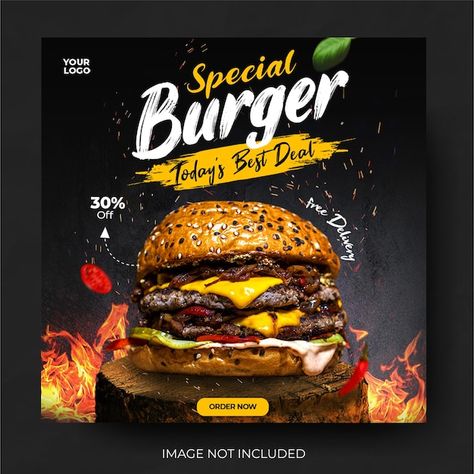 Menu Burger, Burger Specials, Food Social Media, 10 Healthy Foods, American Burgers, Food Promotion, Burger Menu, Food Banner, Food Menu Design