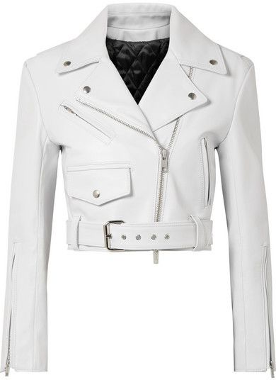 #ad #CommissionLink CALVIN KLEIN 205W39NYC - Cropped Leather Biker Jacket - White $2800 Jaket Motor, White Cropped Jacket, Cropped Biker Jacket, White Motorcycle, Cropped Moto Jacket, White Leather Jacket, Calvin Klein 205w39nyc, Biker Jackets, Party Kleidung