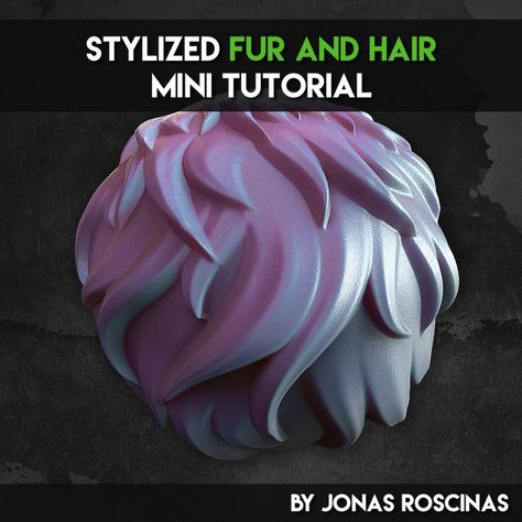 Tutorial: Stylized Fur & Hair in ZBrush Game Modeling, Zbrush Hair, Zbrush Tips, Hairstyles For Characters, Zbrush Models, 3d Hair, Drawing Hairstyles, Zbrush Character, Zbrush Tutorial