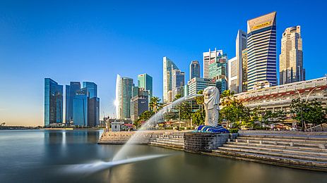 Singapore Marina Bay, Vocational Education, Singapore City, Visit Singapore, Indoor Waterfall, Popular Travel Destinations, Armenia Azerbaijan, Landmark Buildings, Exotic Beaches