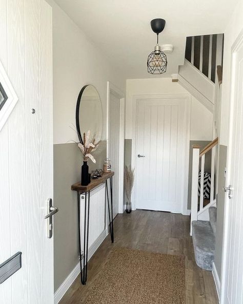 Newbuild Hallway Ideas, New Build Hallway Ideas, New Build Hallway, Newbuild House Interiors, Bungalow Hallway, Neutral Hallway Ideas, Council House Makeover, Bungalow Hallway Ideas, Long Narrow Hallway