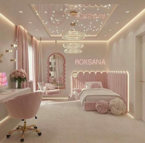 Luxury Kids Bedroom, Dream Bedroom Inspiration, Kids Room Interior Design, Luxury Room Bedroom, Pink Bedroom Decor, Room Redesign, Kids Interior Room, Luxury Rooms, Dream Room Inspiration