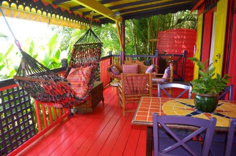 Photo Courtesy of Tendacayou Ecolodge & Spa Caribbean Retreat, Mexico Family Vacation, Case Creole, Treehouse Ideas, Caribbean Decor, Earthship Home, Go Glamping, Painted Patio, Earthship